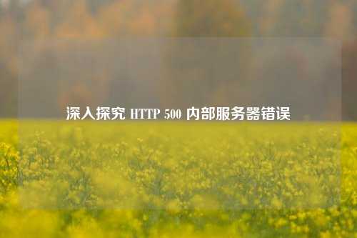 深入探究 HTTP 500 内部服务器错误
