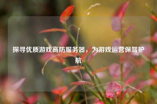 探寻优质游戏高防服务器，为游戏运营保驾护航