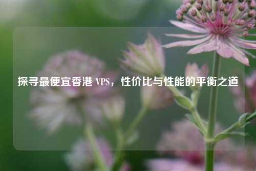 探寻最便宜香港 VPS，性价比与性能的平衡之道