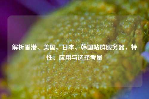 解析香港、美国、日本、韩国站群服务器，特性、应用与选择考量