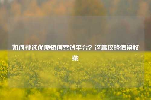 如何挑选优质短信营销平台？这篇攻略值得收藏