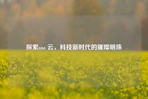 探索aaa 云，科技新时代的璀璨明珠