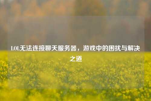 LOL无法连接聊天服务器，游戏中的困扰与解决之道