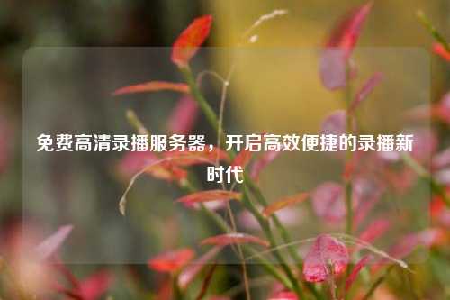 免费高清录播服务器，开启高效便捷的录播新时代