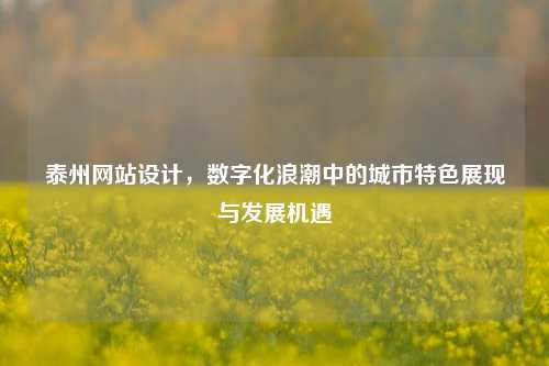 泰州网站设计，数字化浪潮中的城市特色展现与发展机遇