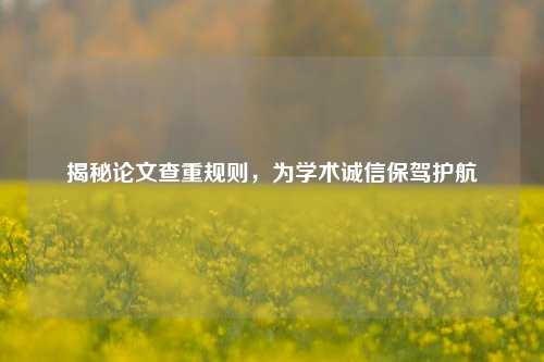 揭秘论文查重规则，为学术诚信保驾护航