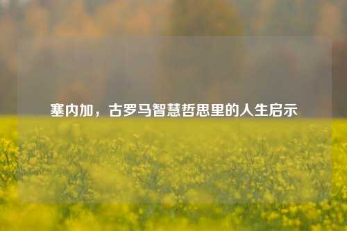 塞内加，古罗马智慧哲思里的人生启示