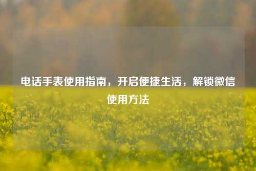      手表使用指南，开启便捷生活，解锁微信使用     