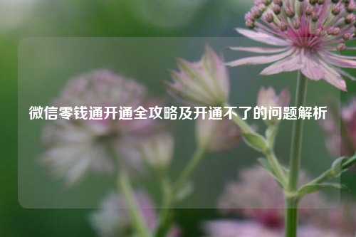 微信零钱通开通全攻略及开通不了的问题解析