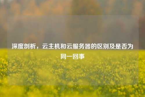 深度剖析，云主机和云服务器的区别及是否为同一回事