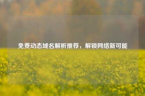 免费动态域名解析推荐，解锁     新可能