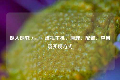 深入探究 Apache 虚拟主机，原理、配置、应用及实现方式