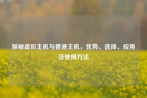 探秘虚拟主机与香港主机，优势、选择、应用及使用     