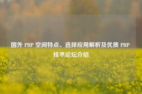 国外 PHP 空间特点、选择应用解析及优质 PHP 技术论坛介绍
