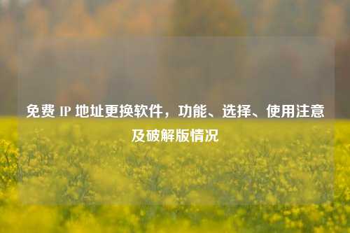 免费 IP 地址更换软件，功能、选择、使用注意及破解版情况