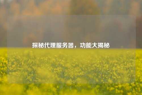 探秘     服务器，功能大揭秘