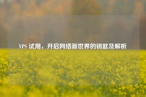 VPS 试用，开启     新世界的钥匙及解析