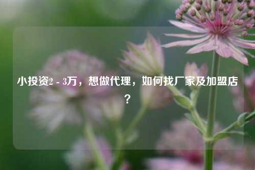 小投资2 - 3万，想做     ，如何找厂家及加盟店？