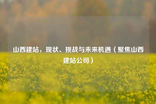 山西建站，现状、挑战与未来机遇（聚焦山西建站公司）