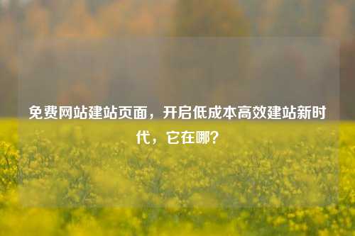 免费网站建站页面，开启低成本高效建站新时代，它在哪？